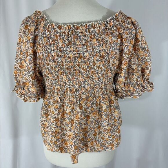 Old Navy Smocked Front Floral Crop Peplum Top - Picture 4 of 6